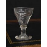 18th century plain glass rummer, with shaped tapering bowl, 5" high