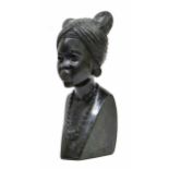 Elliott Katombera, Zimbabwe - carved stone figural bust of an African tribal woman, possibly of