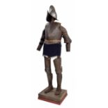 Spanish type suit of armour, with Morion type helmet, breast plate, arm, leg and foot protection,