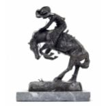 After Frederick Remington (1861-1909) - 'The Rattlesnake', good bronze figural group after the