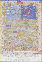 James Rizzi (American, 1950-2011), 'A Village For The World', Atlanta 1996, official licensed