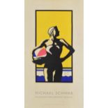 Michael Schwab, Illustration/Graphic Design - glossy advertisement poster 1981, figure with