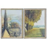 Pair of large vintage Paris travel photographic prints, 'Autumn in Versailles' and 'View from the