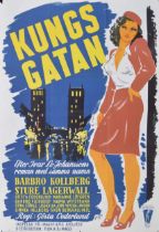 Kungsgatan - Swedish movie poster, 1943, starring Barbro Kollberg, Sture Lagerwall, directed by