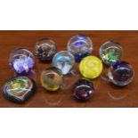 Ten assorted decorative glass paperweights (10)