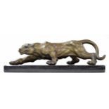 Good bronze study of a prowling panther, in the manner of Demétre Chiparus, with the foundry mark '