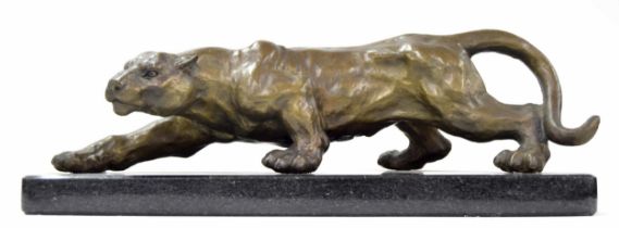 Good bronze study of a prowling panther, in the manner of Demétre Chiparus, with the foundry mark '