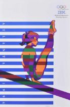 Atlanta 1996 Olympics - US sports poster with gymnast, for IBM sponsorship, 61cm x 91.5cm, VGC