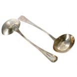 Pair of William IV silver sauce ladles, maker WC possibly William Chawner II, London 1830, 7"