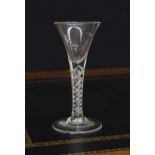 Georgian cordial glass, the trumpet flared bowl raised on a double series mercury twist stem, 6"