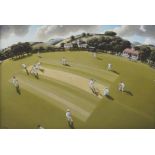 Jonathan Armigel Wade (b. 1960) - 'Six to Win', a village cricket match, signed also inscribed on