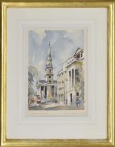 Edward Wesson RI., RSMA., RBA., RI., (1910-1983) - "St. Martin's in the Field", London street