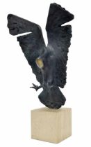 Evert Den Hartog (Dutch, born 1949) - Barn Owl, impressive limited edition bronze figural study on