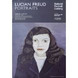 Lucian Freud Portraits; featuring 'Girl in a Dark Jacket' - English advertisement poster for the