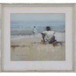 Claude Henry Buckle RI., RSMA., (1905-1973) - Figures on a sunlit beach, signed, watercolour and