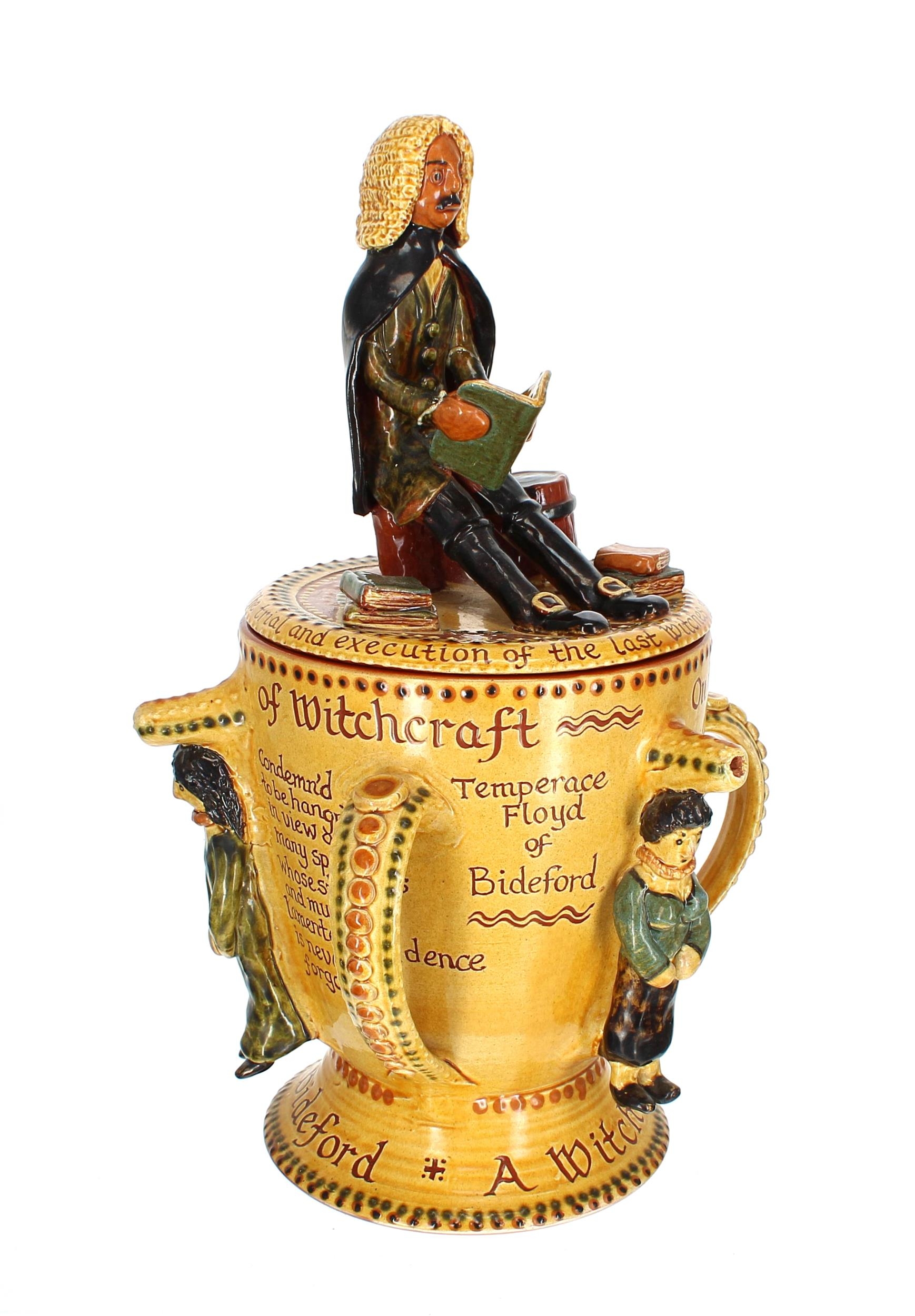 Glazed terracotta 'A Witches Possett Pot' by Harry Juniper of Bideford,  commemorating the trial and - Image 2 of 3