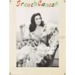 French Cancan - 1954 movie release advertisement poster, affixed to a card backing, featuring the