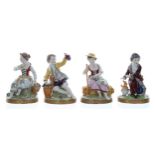 Attractive set of four Sitzendorf porcelain figures depicting the 'The Four Seasons', each