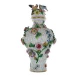 Large Meissen style 'Schneeballen' porcelain baluster shaped vase with the cover, the cover with two