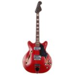 1966 Fender Coronado II hollow body electric guitar, made in USA; Body: cherry finish, lacquer