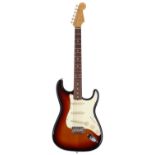 1996 Fender '62 Stratocaster electric guitar, made in Japan; Body: three-tone sunburst, a few
