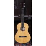 Classical guitar labelled F. Manzanero, made in Spain; Back and sides: blemishes and scratches to