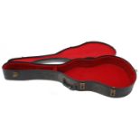 1960s Gibson semi-rigid semi-hollow body guitar hard case, with red interior and black exterior