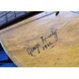 George Formby interest - interesting antique guitar converted to slide action, signed 'George Formby