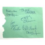 Black Sabbath - set of autographs with tribute on a piece of green paper *Believed to have been