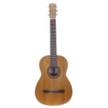 1930s Ricardo Sanchez Flamenco guitar; Back and sides: walnut; Top: natural spruce, play wear to