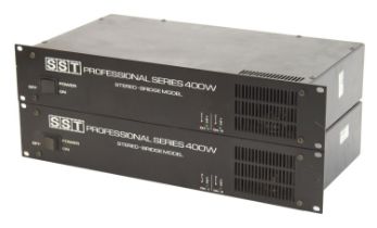 Two SST Professional Series 400 watt stereo-bridge model power amplifier rack units (2) *Please