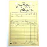 Scotty Moore - carbon copy receipt for Sam Phillips Recording Studios, Memphis USA, dated 27th