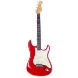 2008 Fender Mark Knopfler Stratocaster electric guitar, made in USA; Body: Hot Rod red finish; Neck: