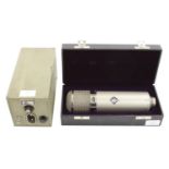 Neumann U47 large diaphragm tube condenser microphone, within a fitted case. with PSU and cable,