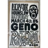 Geno Washington and The Ram Jam Band - original 1960s concert poster (old tape repairs)