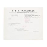 Jimi Hendrix - J&T Marshall Musical Instruments Ltd receipt made out to The Jimi Hendrix Experience,