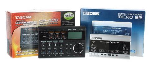 Boss Micro BR digital recorder, boxed; together with a Tascam DP-006 digital pocket studio, boxed (