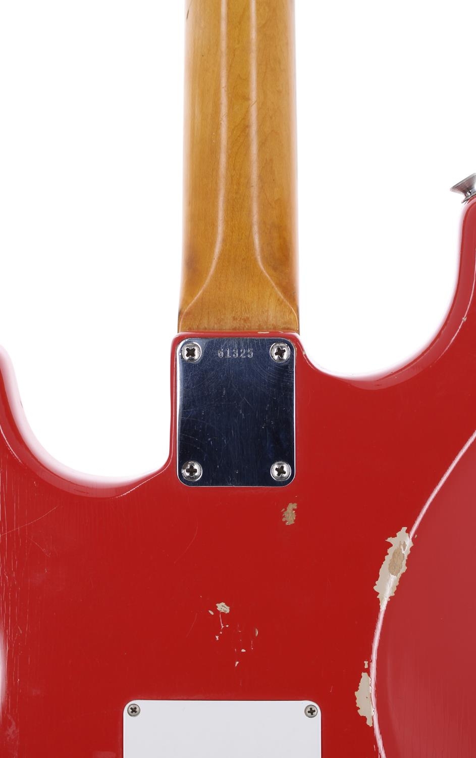 1961 Fender Stratocaster electric guitar, made in USA; Body: Fiesta red refinish, lacquer checking - Image 7 of 10