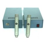 Pair of Neumann KM54A condenser pencil microphones, each with PSU and cable  *Please note: