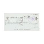 Jimi Hendrix interest - Martins Bank Ltd Jimi Hendrix fan club cheque, dated 24th May 1968, signed
