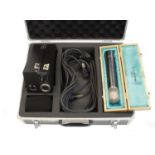 Lucas CS-1 large diaphragm tube condenser microphone, within wooden box and outer flight case,