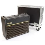 1975 Vox AC30 2 x 12 combo guitar amplifier, made in England, within a fitted flight case on