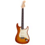 2021 Fender American Performer Stratocaster electric guitar, made in USA; Body: amber, small scratch