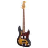2013 Fender Modern Player Jazz Bass guitar, made in China; Body: two-tone sunburst finish,