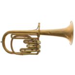 Brass tenor horn with three Berliner valves, signed Gautrot Brevete, á Paris, made circa 1850,