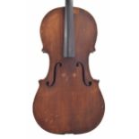 English violoncello by and labelled H.R. Young, London 1909, the two piece back of faint medium/