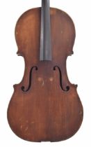 English violoncello by and labelled H.R. Young, London 1909, the two piece back of faint medium/