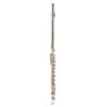Silver plated Boehm system flute, signed Millereau & Co, Patentees, 29 R. Des 3 Bornes, Paris,