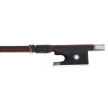 English silver mounted violoncello bow by and stamped W.E. Hill & Sons on the handle and again