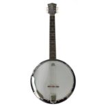 Samick contemporary six string banjo, with 11" skin and plush lined fitted hard case